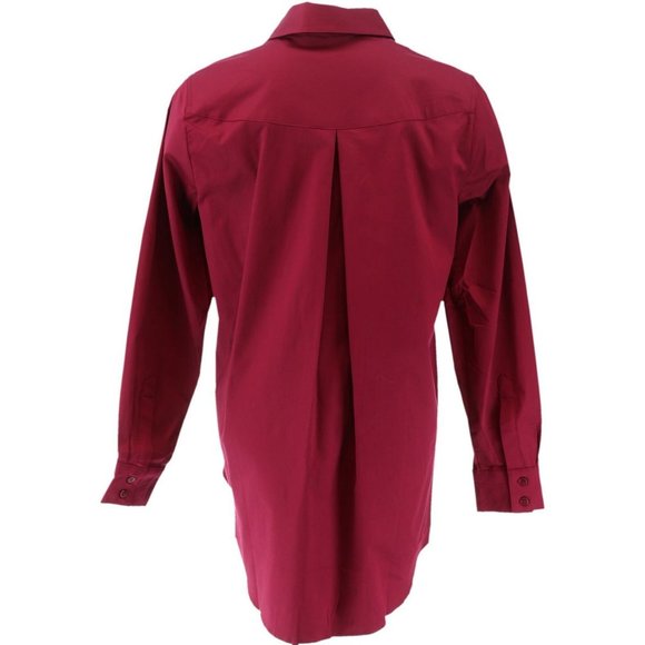 NWT SUSAN GRAVER STRETCH COTTON BUTTON FRONT SHIRT PLACKET BURGUNDY‎ 6 - Picture 3 of 9